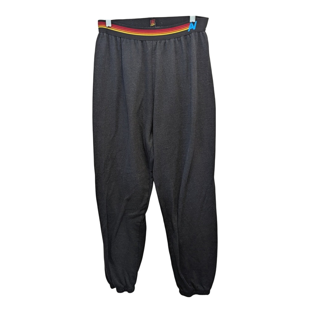 Aviator Nation Black Rainbow Striped Waistband Sweatpants Joggers XL USA Made